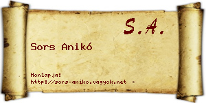 Sors Anikó névjegykártya